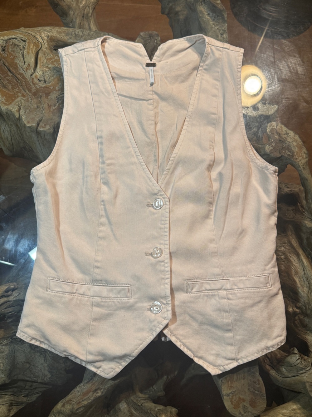 Deep V fastened doubled Buttoned Vest